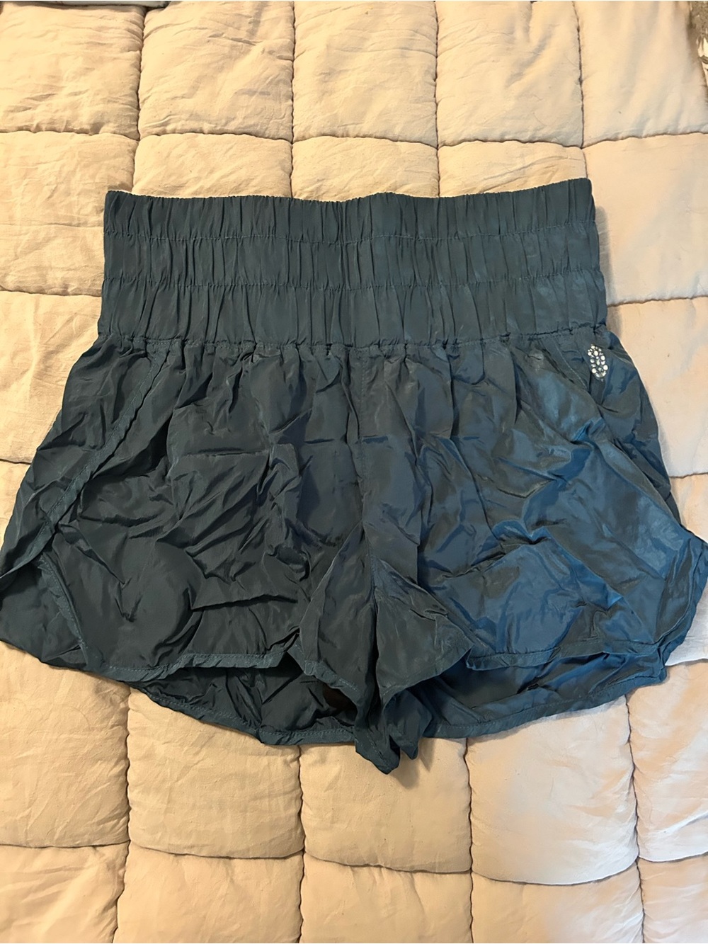 Free People Movement  High-Waist Smocked Core Shorts - Dark Teal